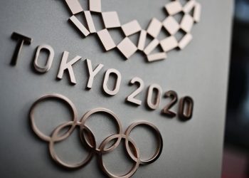 The logo for the Tokyo 2020 Olympic Games is seen in Tokyo on February 15, 2020. (Photo by CHARLY TRIBALLEAU / AFP) (Photo by CHARLY TRIBALLEAU/AFP via Getty Images)