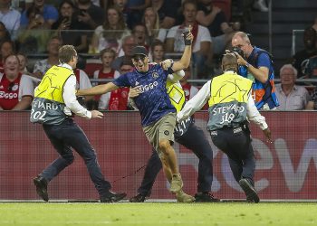 AMSTERDAM , 29-08-2019 , Johan Cruijff ArenA , Champions League playoff,  season 2019-2020 , 

Pitch intruder during  the match  Ajax - APOEL Nicosia. Final score 2-0.