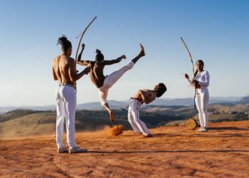 Capoeirista flying in the air