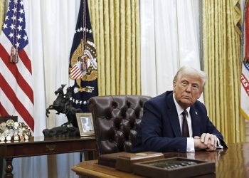 WASHINGTON, DC - JANUARY 23: U.S. President Donald Trump speaks to reporters after signing a series of executive orders in the Oval Office of the White House on January 23, 2025 in Washington, DC. Trump signed a range of executive orders pertaining to issues including crypto currency, Artificial Intelligence, and clemency for anti-abortion activists. (Photo by Anna Moneymaker/Getty Images)